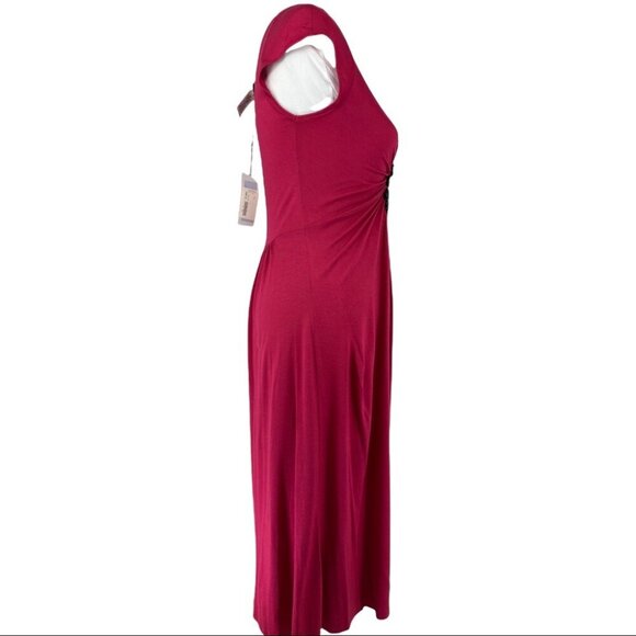 Prairie New York‎ NWT Rose Pink Y2K Gemstone Modal V-Neck Modal MIDI Dress M/C30 - Picture 2 of 14
